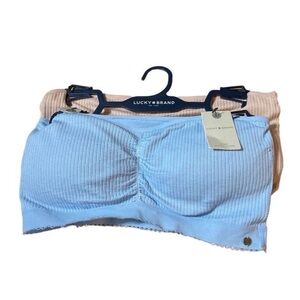 Lucky Brand Women’s Seamless Bandeau Bras set Of 2 Pale Blue Size Large